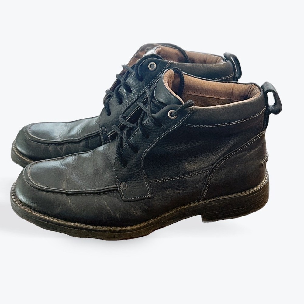 Florsheim Mens Black Leather Moc Toe Lace Up Ankle Boots Size 8M